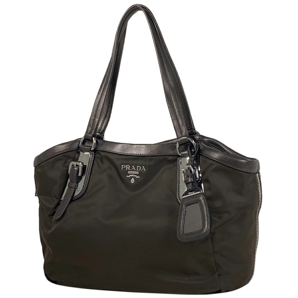 Prada Logo Tote Bag Shoulder Brown